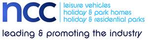 NCC logo for leisure vehicles, holiday & park homes, with the tagline 'leading & promoting the industry'.